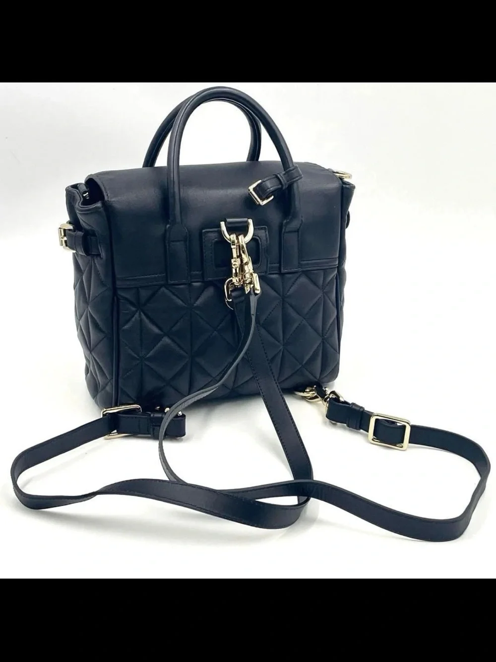 Mulberry Black Quilted Leather Satchel with Gold Hardware